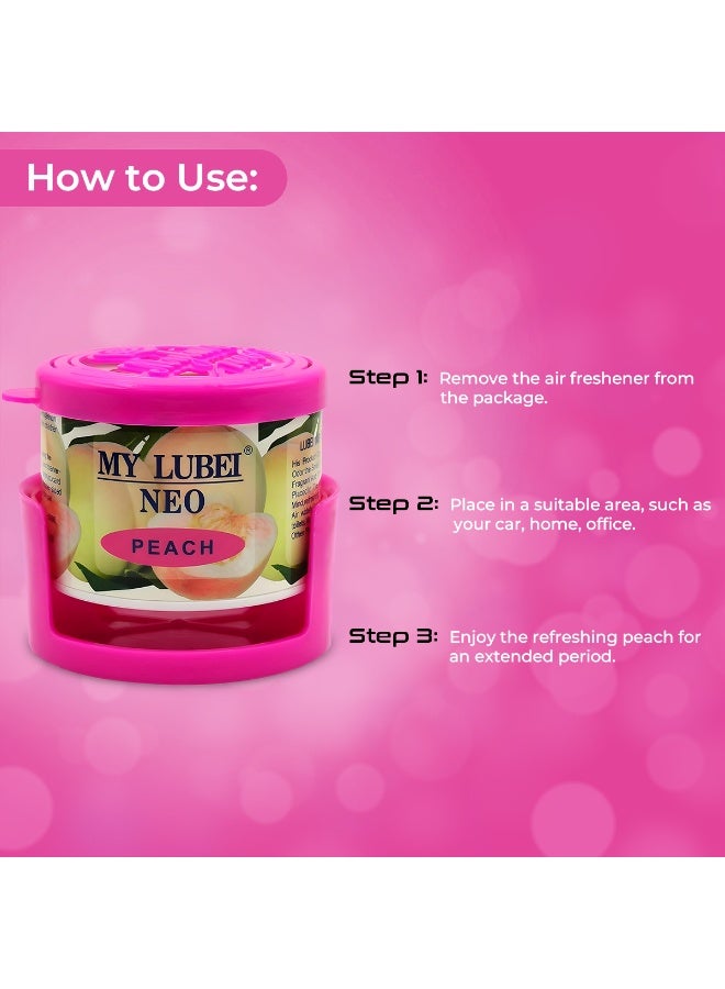 معطر جو للسيارة برائحة الخوخ، عبوة من قطعتين - جل صلب يدوم طويلاً لإزالة الروائح الكريهة في السيارة والمنزل والمكتب - غير سام، صديق للبيئة، برائحة الخوخ المنعشة مع حامل - Image 4